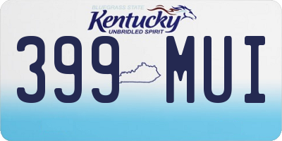 KY license plate 399MUI