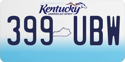 KY license plate 399UBW