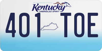 KY license plate 401TOE