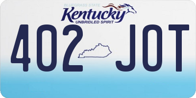 KY license plate 402JOT