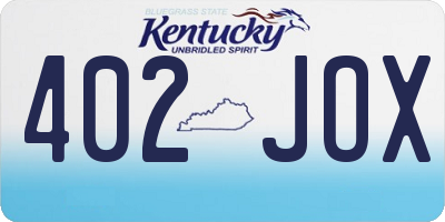KY license plate 402JOX