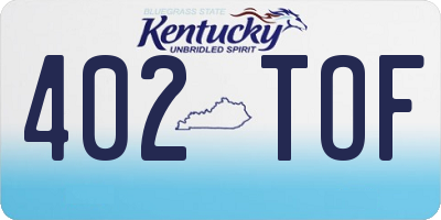 KY license plate 402TOF