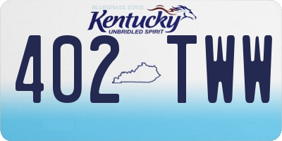 KY license plate 402TWW