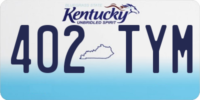 KY license plate 402TYM