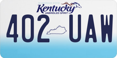 KY license plate 402UAW