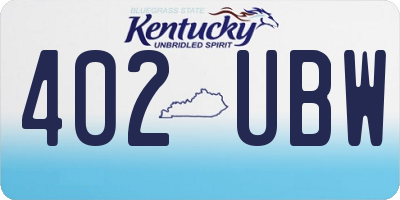 KY license plate 402UBW