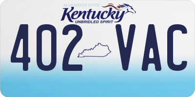 KY license plate 402VAC
