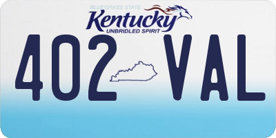 KY license plate 402VAL