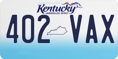 KY license plate 402VAX