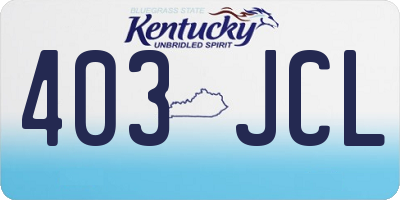 KY license plate 403JCL