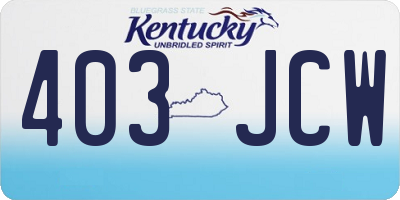 KY license plate 403JCW