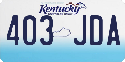 KY license plate 403JDA