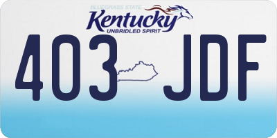 KY license plate 403JDF