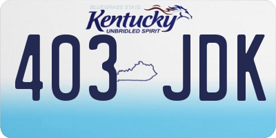 KY license plate 403JDK