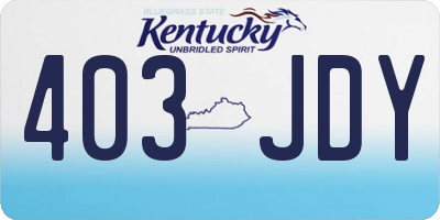 KY license plate 403JDY