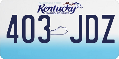 KY license plate 403JDZ