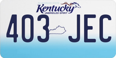 KY license plate 403JEC