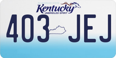 KY license plate 403JEJ
