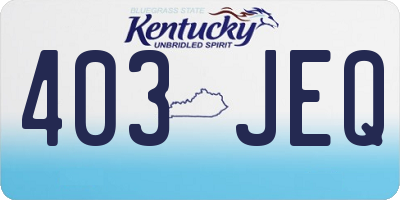 KY license plate 403JEQ