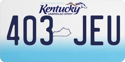 KY license plate 403JEU