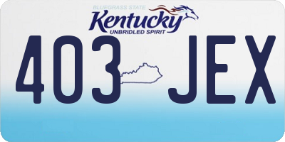 KY license plate 403JEX