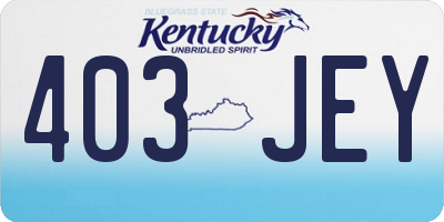 KY license plate 403JEY