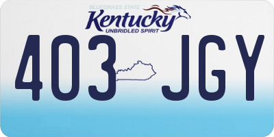 KY license plate 403JGY