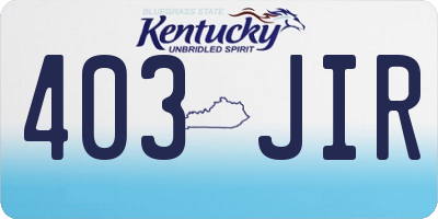 KY license plate 403JIR