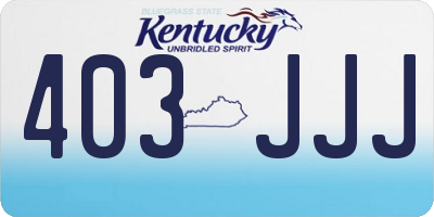 KY license plate 403JJJ