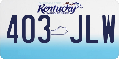 KY license plate 403JLW
