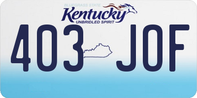 KY license plate 403JOF