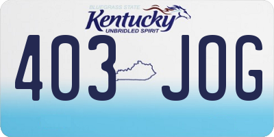 KY license plate 403JOG