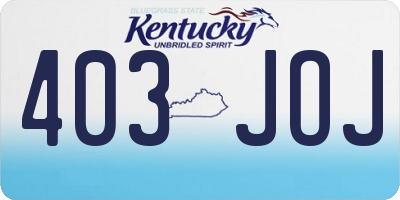 KY license plate 403JOJ