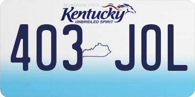 KY license plate 403JOL