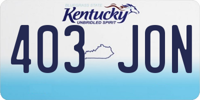 KY license plate 403JON