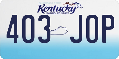 KY license plate 403JOP