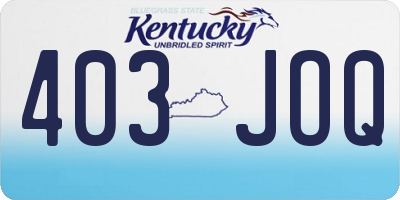 KY license plate 403JOQ