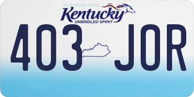 KY license plate 403JOR