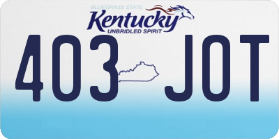 KY license plate 403JOT