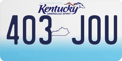 KY license plate 403JOU