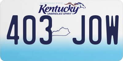 KY license plate 403JOW
