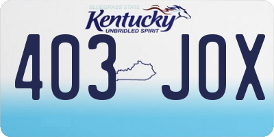 KY license plate 403JOX