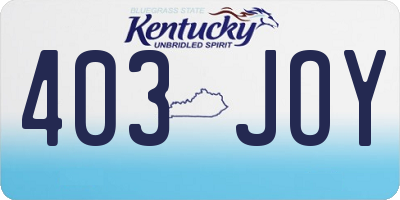 KY license plate 403JOY