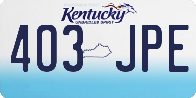 KY license plate 403JPE
