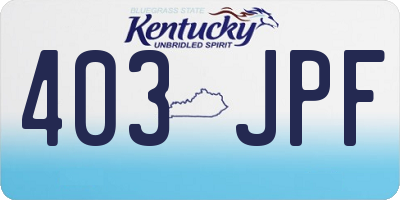 KY license plate 403JPF
