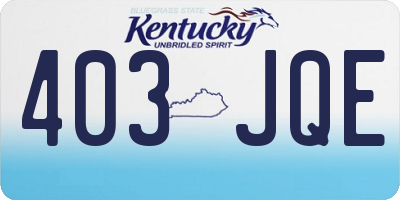 KY license plate 403JQE
