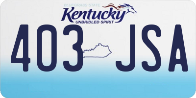 KY license plate 403JSA