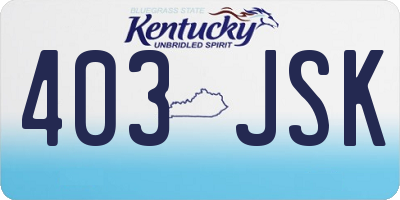 KY license plate 403JSK