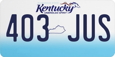 KY license plate 403JUS