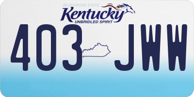KY license plate 403JWW
